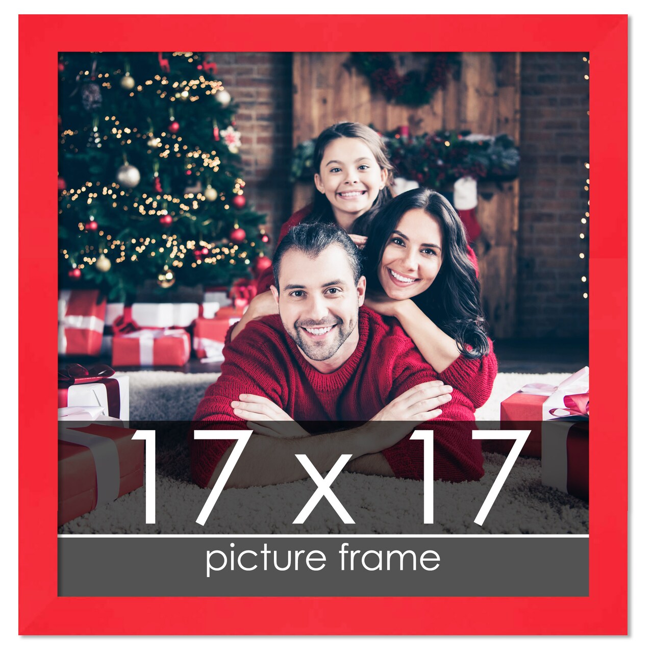 Square Classic Modern Red Picture Frame - UV Acrylic, Foam Board Backing, Hanging Hardware